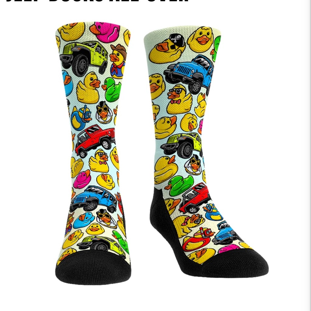 Jeep Ducks All Over ROCK EM SOCKS! Colorful Duck and JeepsPatterned Casual Socks
